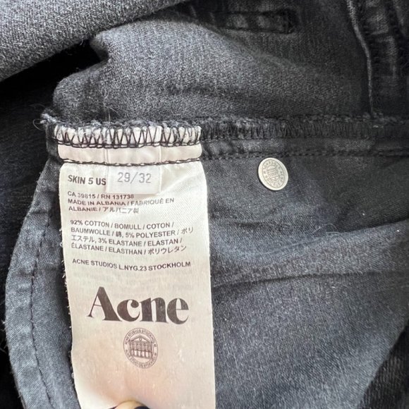 ACNE STUDIOS "Skin 5 Used Black" mid-rise skinny jeans - Picture 10 of 11
